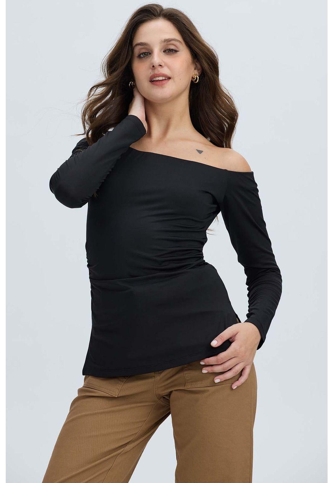 Polera Mujer Escote Bardot Negro-0