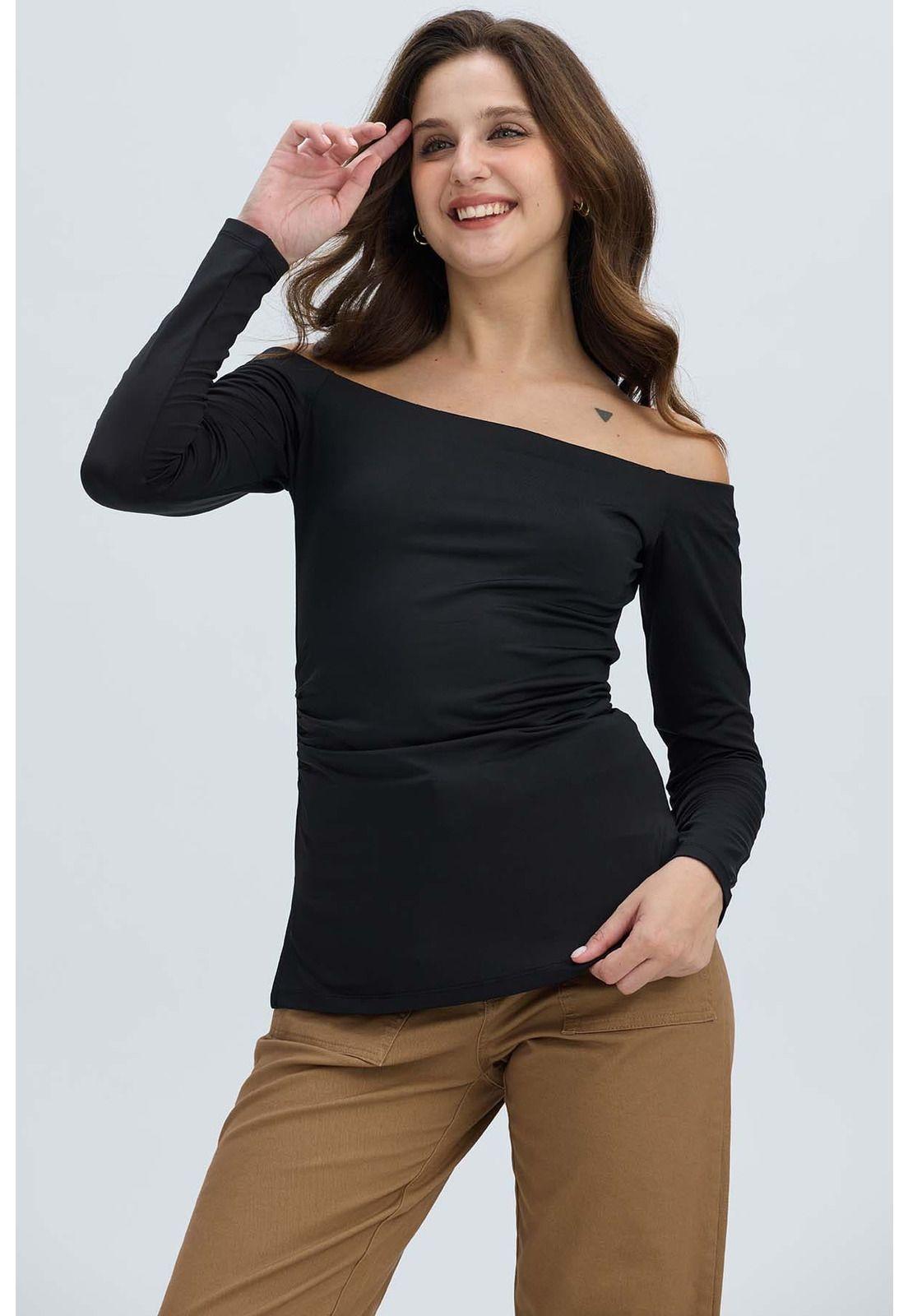 Polera Mujer Escote Bardot Negro-1