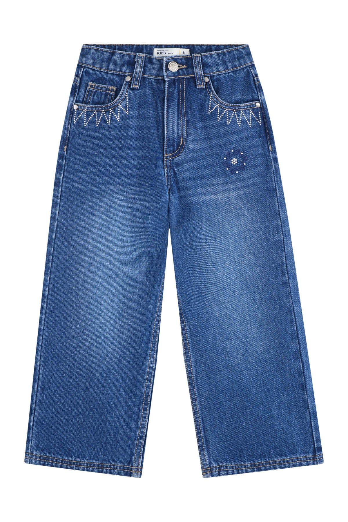 Jeans Niña Flare Con Strass Azul-2