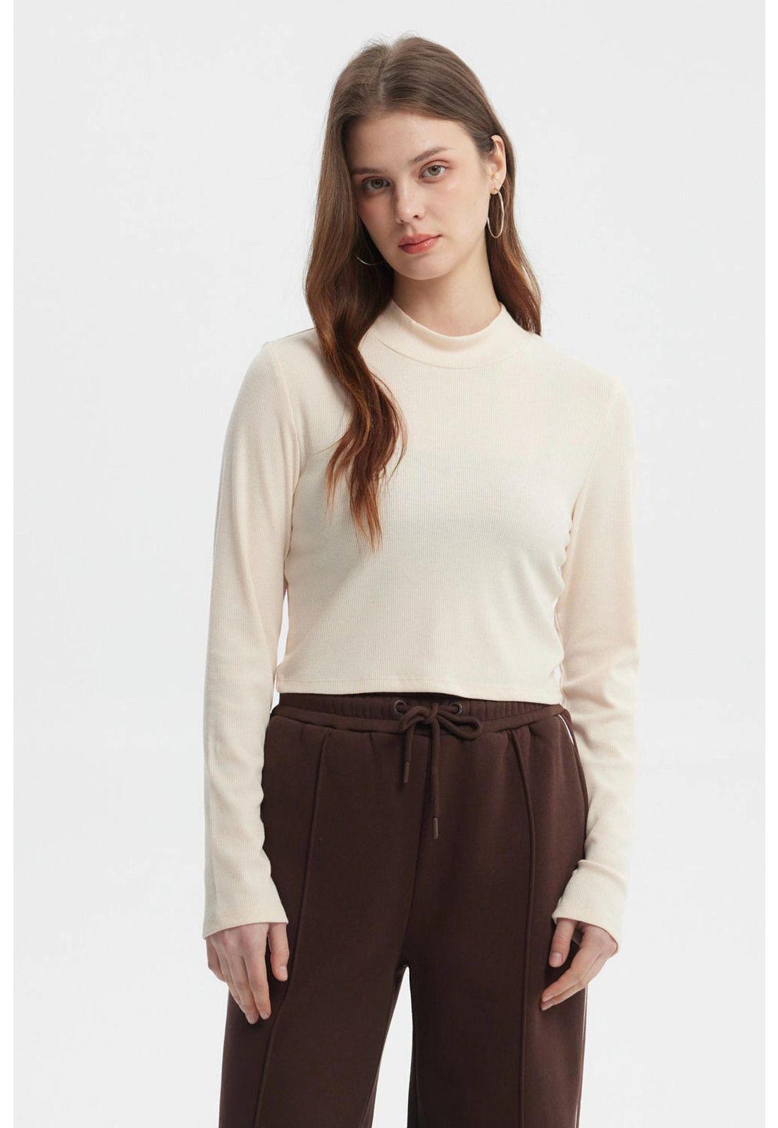 Polera Mujer Rib Crema - lll-0