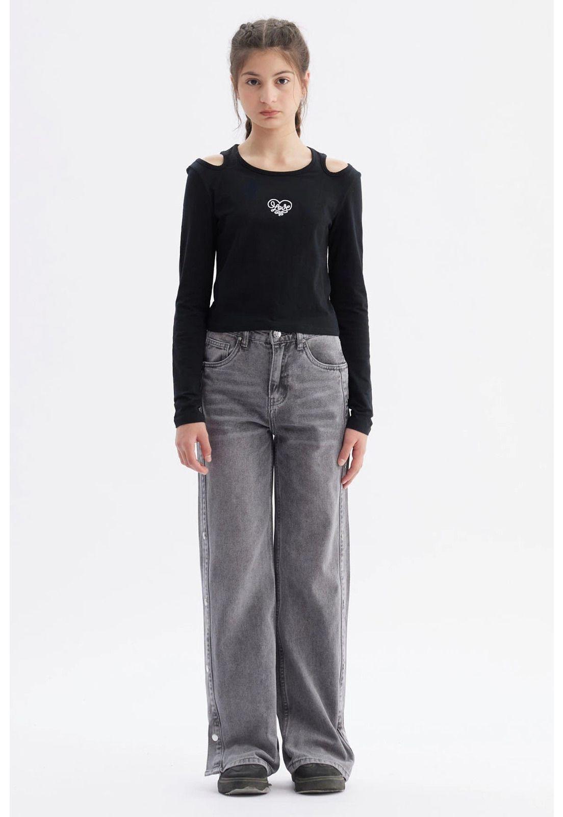 Polera Niña Aberturas Negro-3