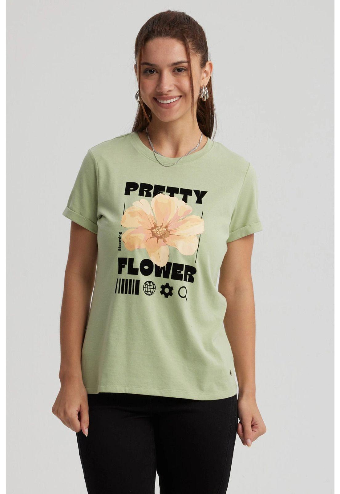 Polera Mujer Gráfica Roll Up Verde Claro-0