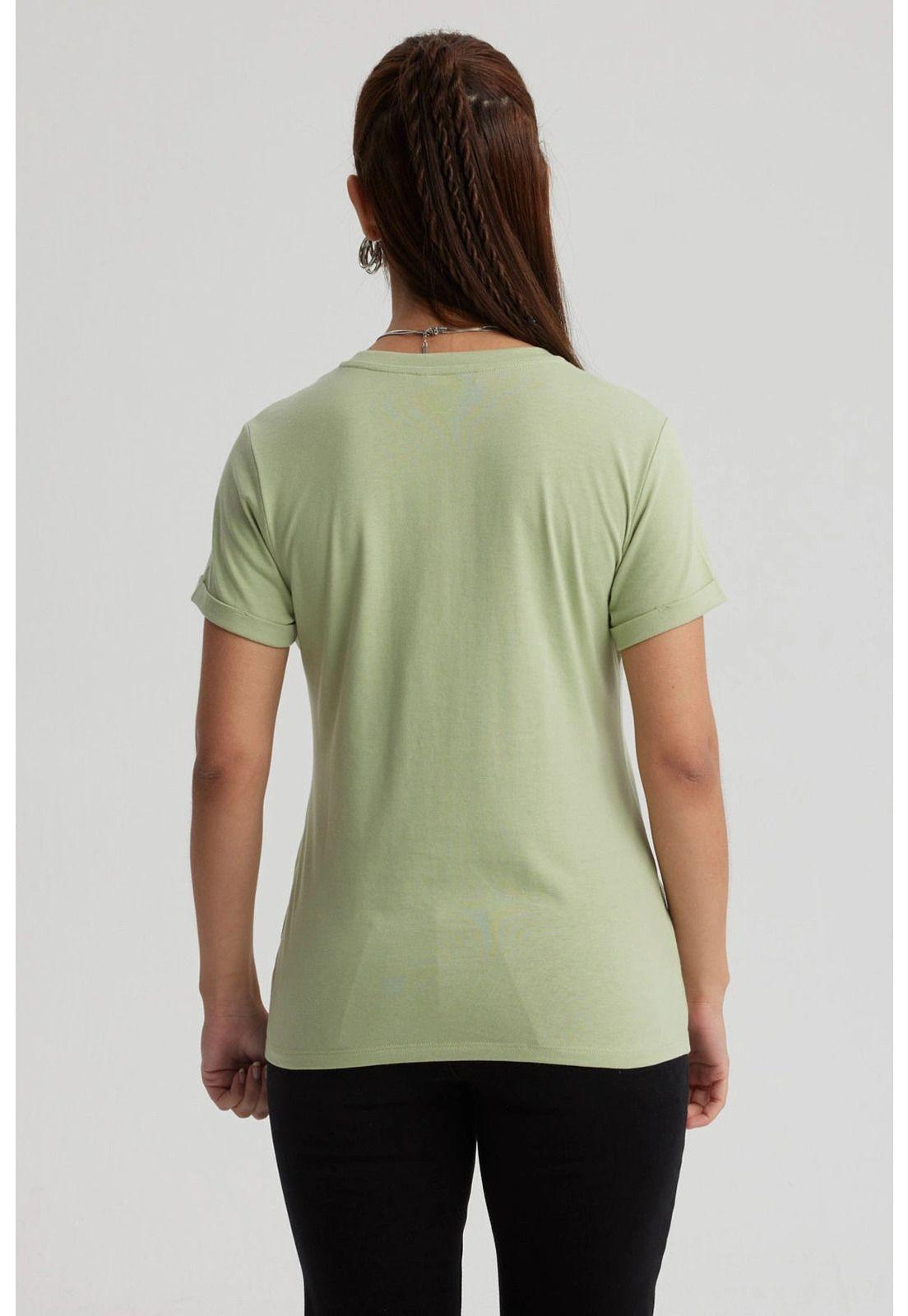 Polera Mujer Gráfica Roll Up Verde Claro-2