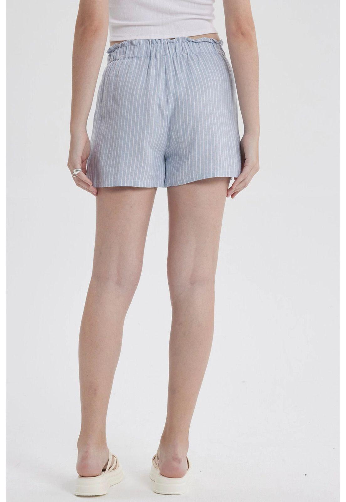 Short Mujer Lino Pretina Celeste-2