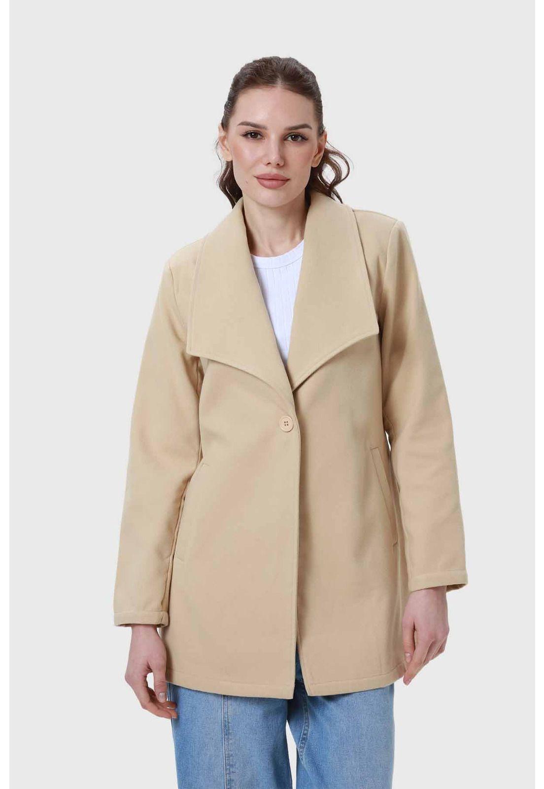 Abrigo Mujer Paño Beige-0