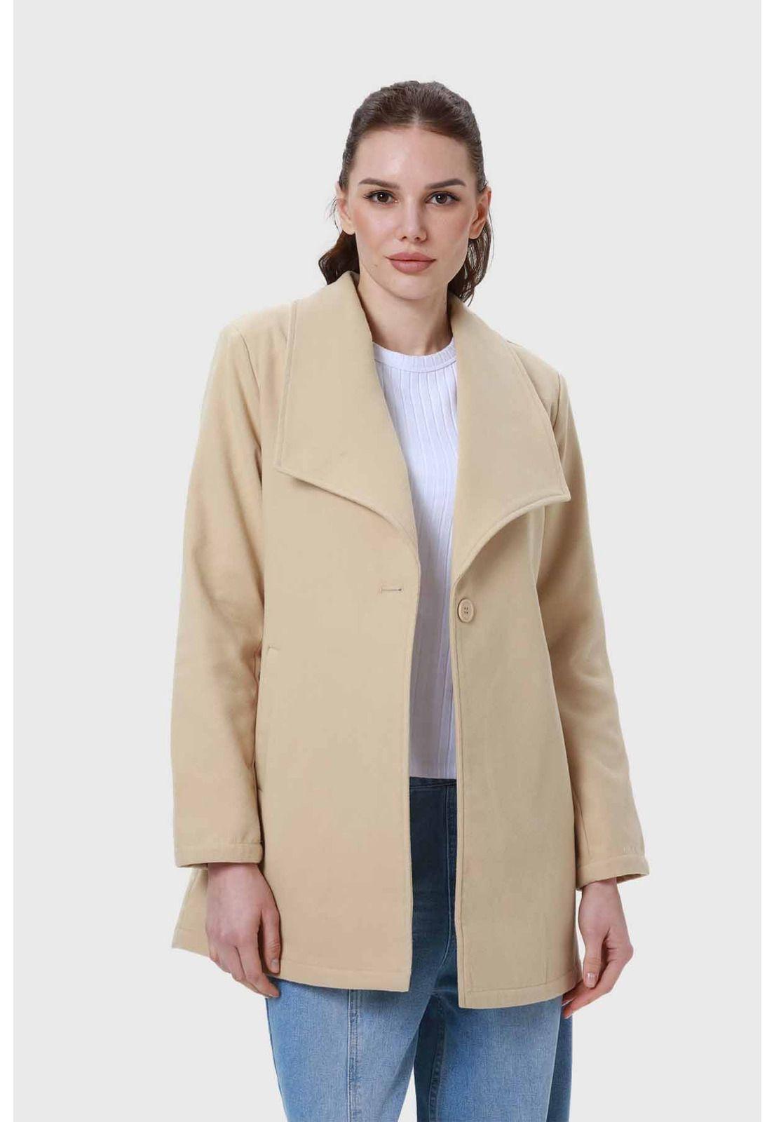 Abrigo Mujer Paño Beige-1