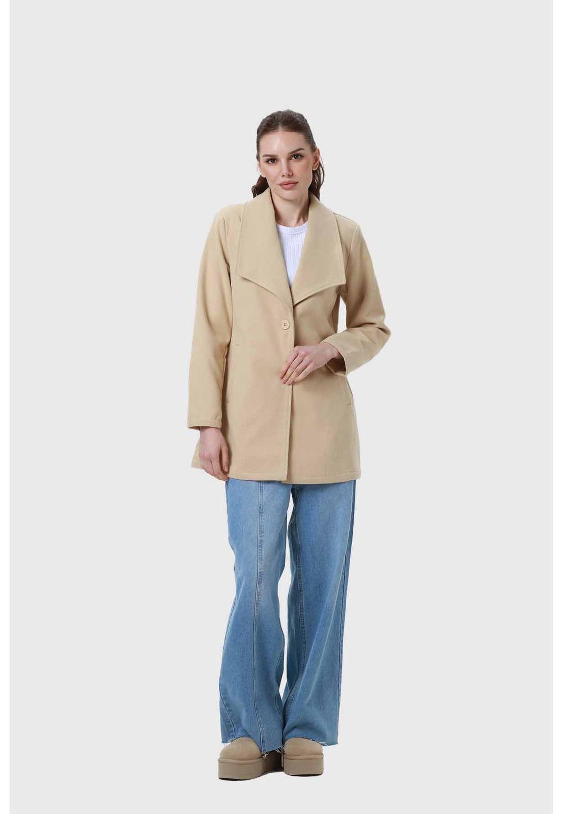 Abrigo Mujer Paño Beige-3
