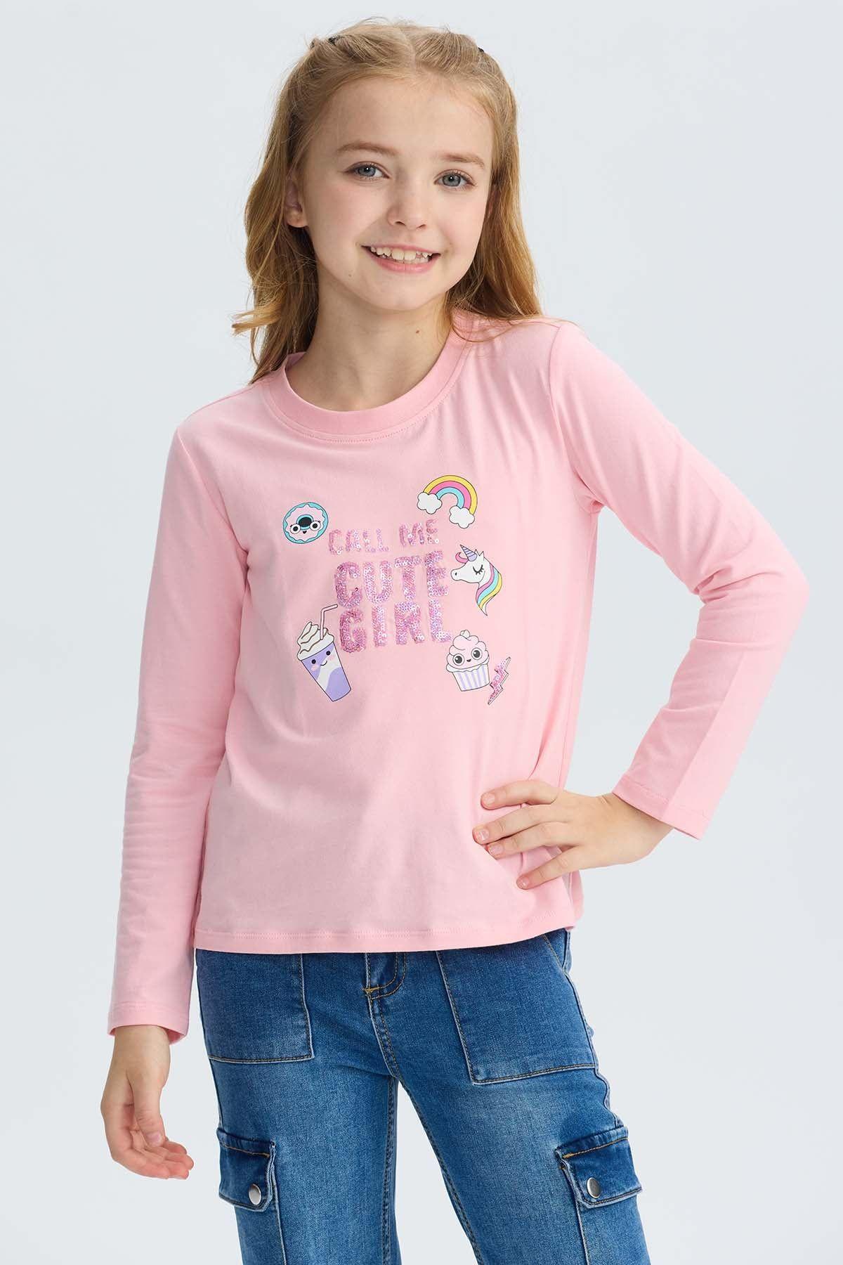 Polera Niña Lentejuelas Rosado-0