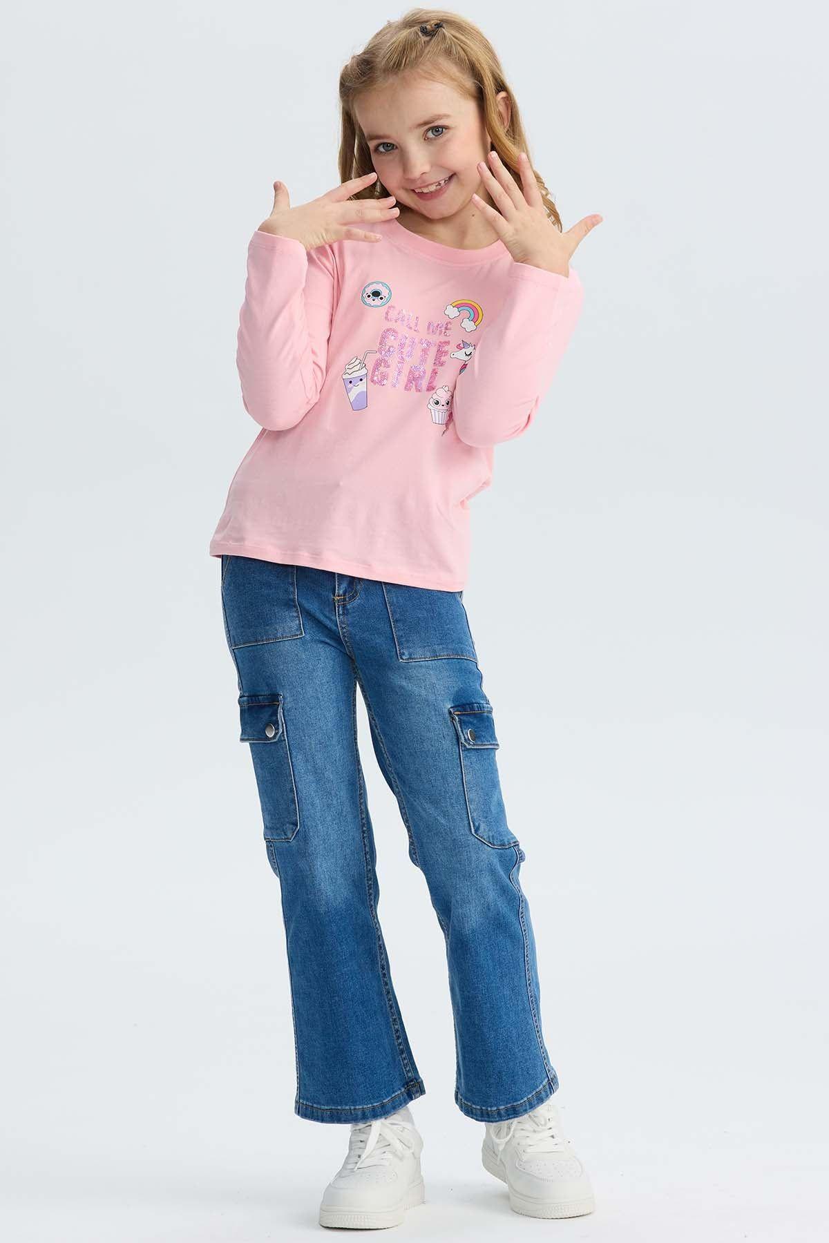 Polera Niña Lentejuelas Rosado-3