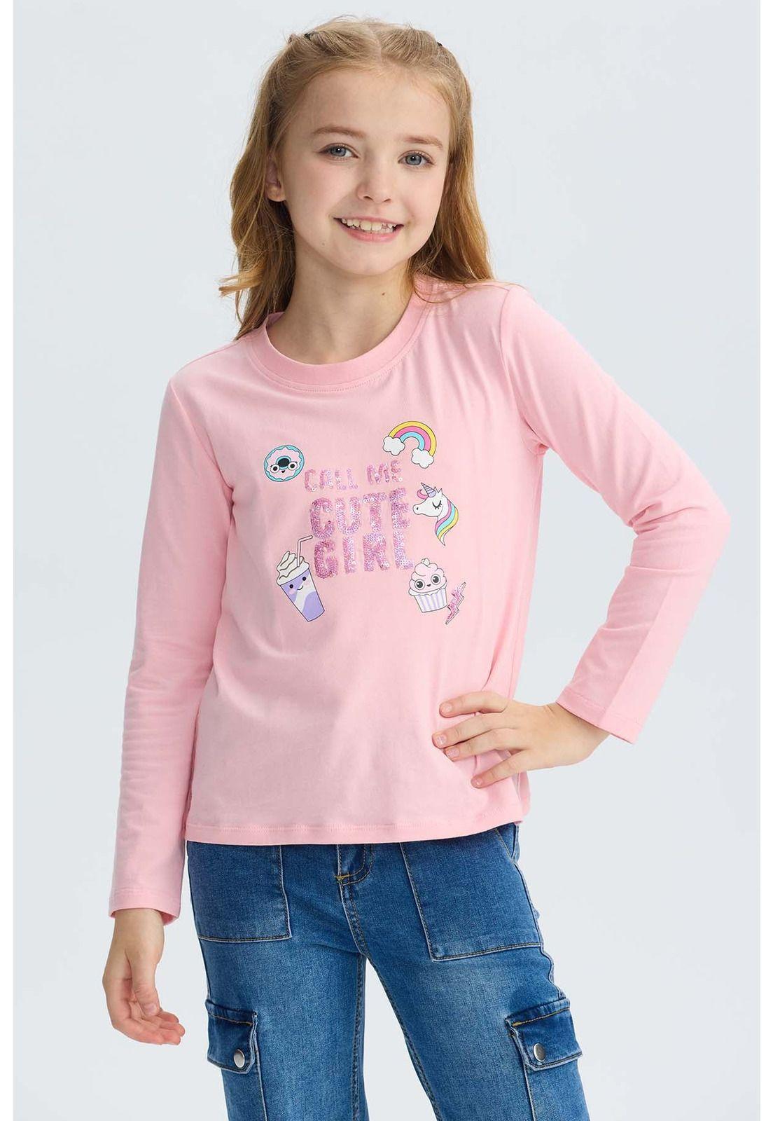 Polera Niña Lentejuelas Rosado-0