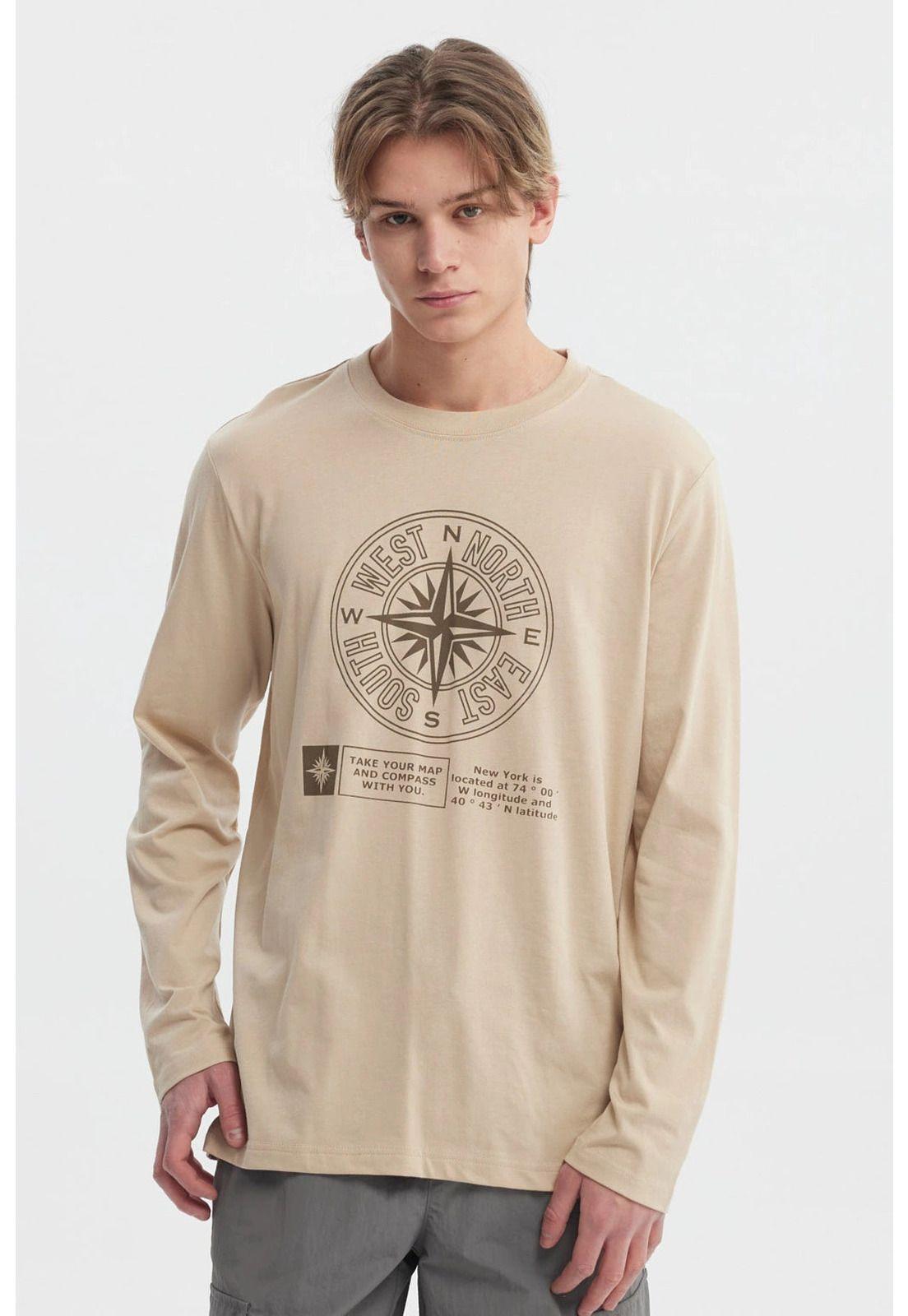 Polera Hombre Print Frontal Beige Oscuro-0