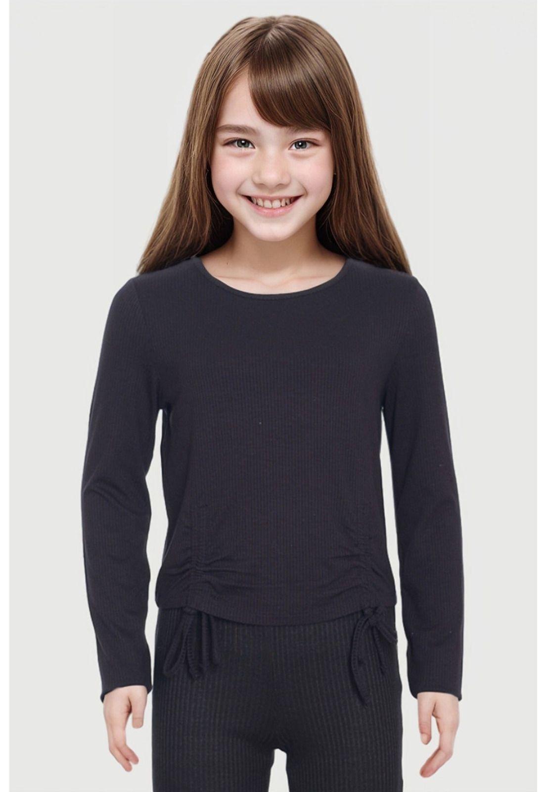 Polera Niña Doble Amarra Basta Negro-0