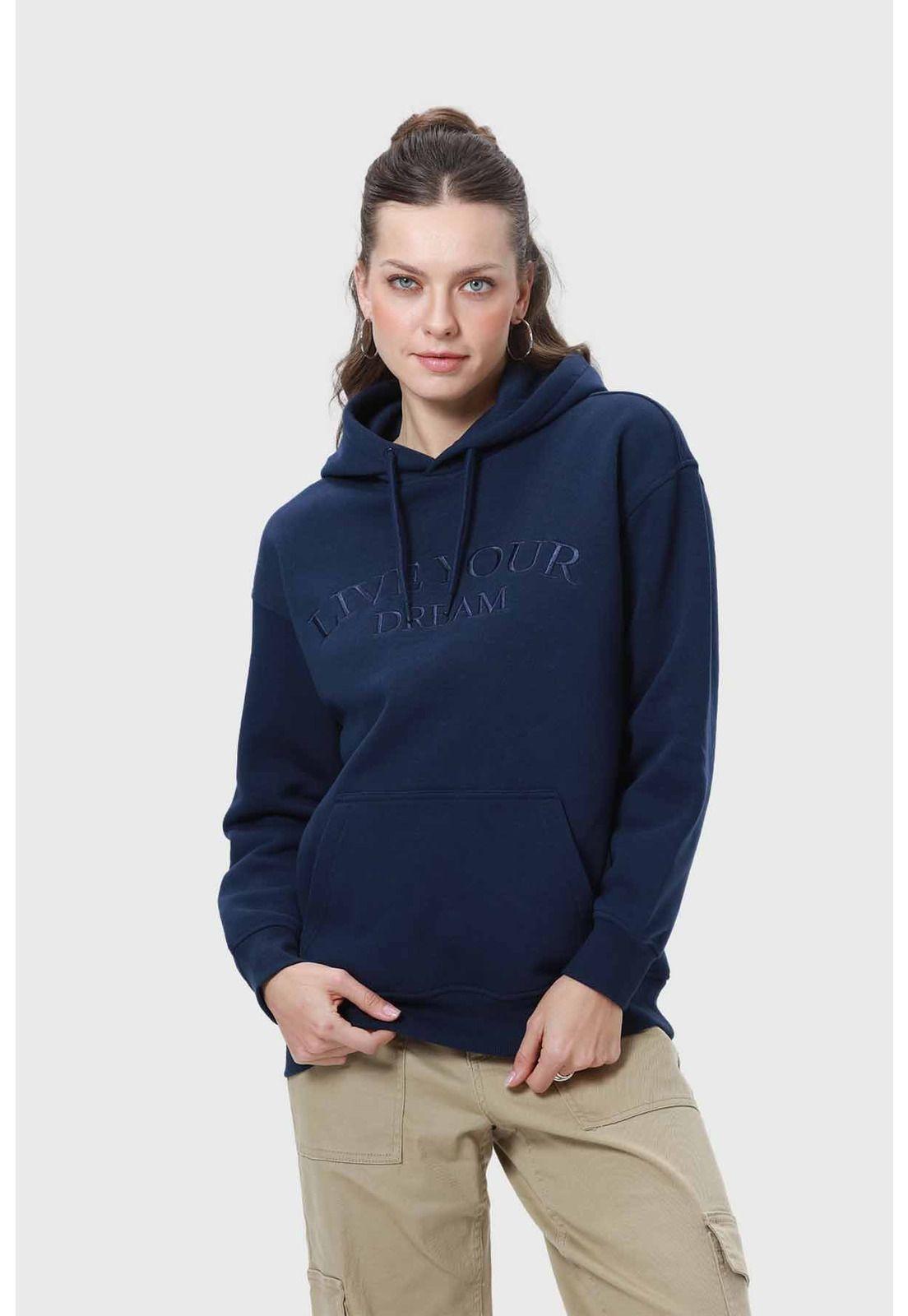 Polerón Mujer Canguro Print Azul - ll-0