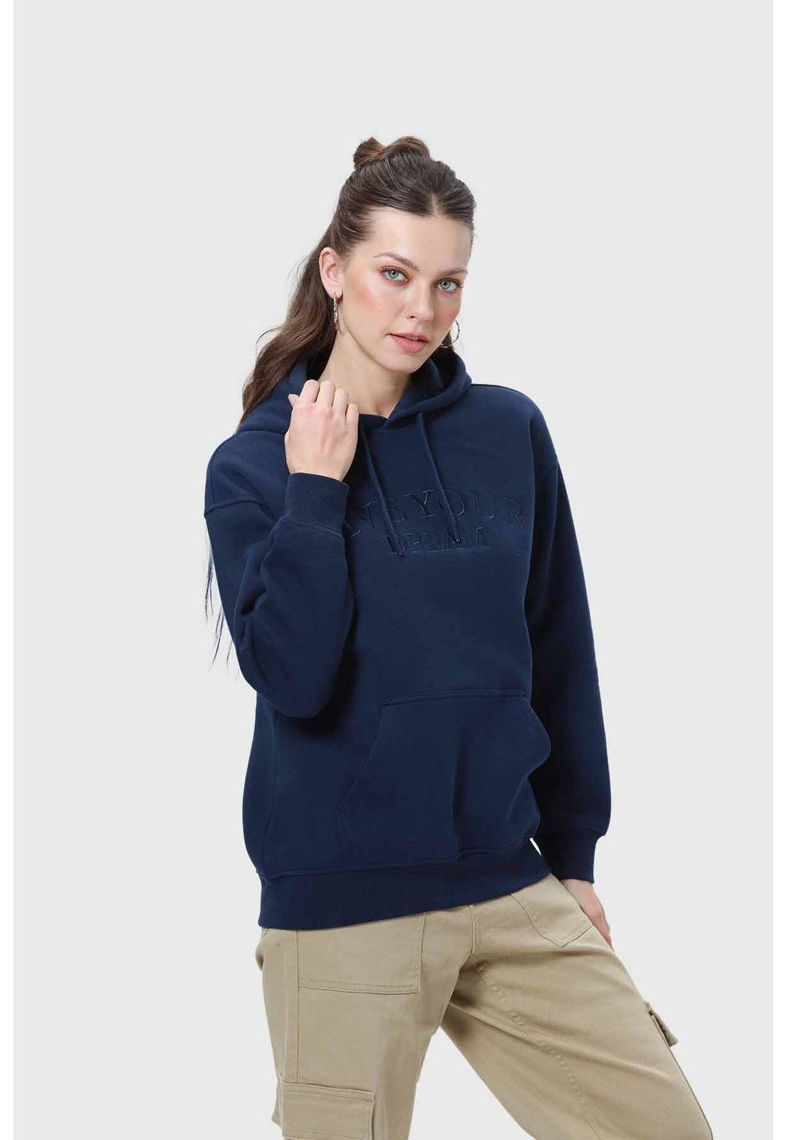 Polerón Mujer Canguro Print Azul - ll-1