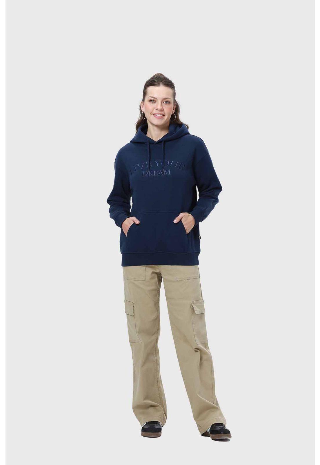 Polerón Mujer Canguro Print Azul - ll-3