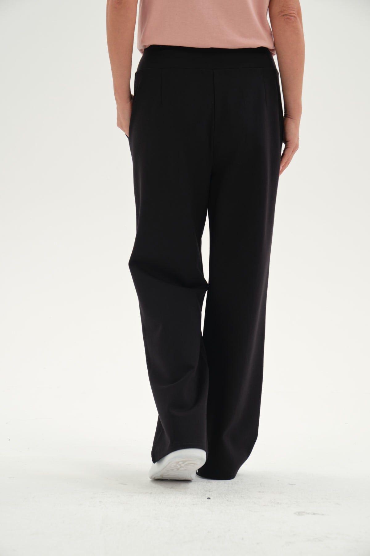 Pantalón Mujer Calce Recto Corte Delantero Negro-2