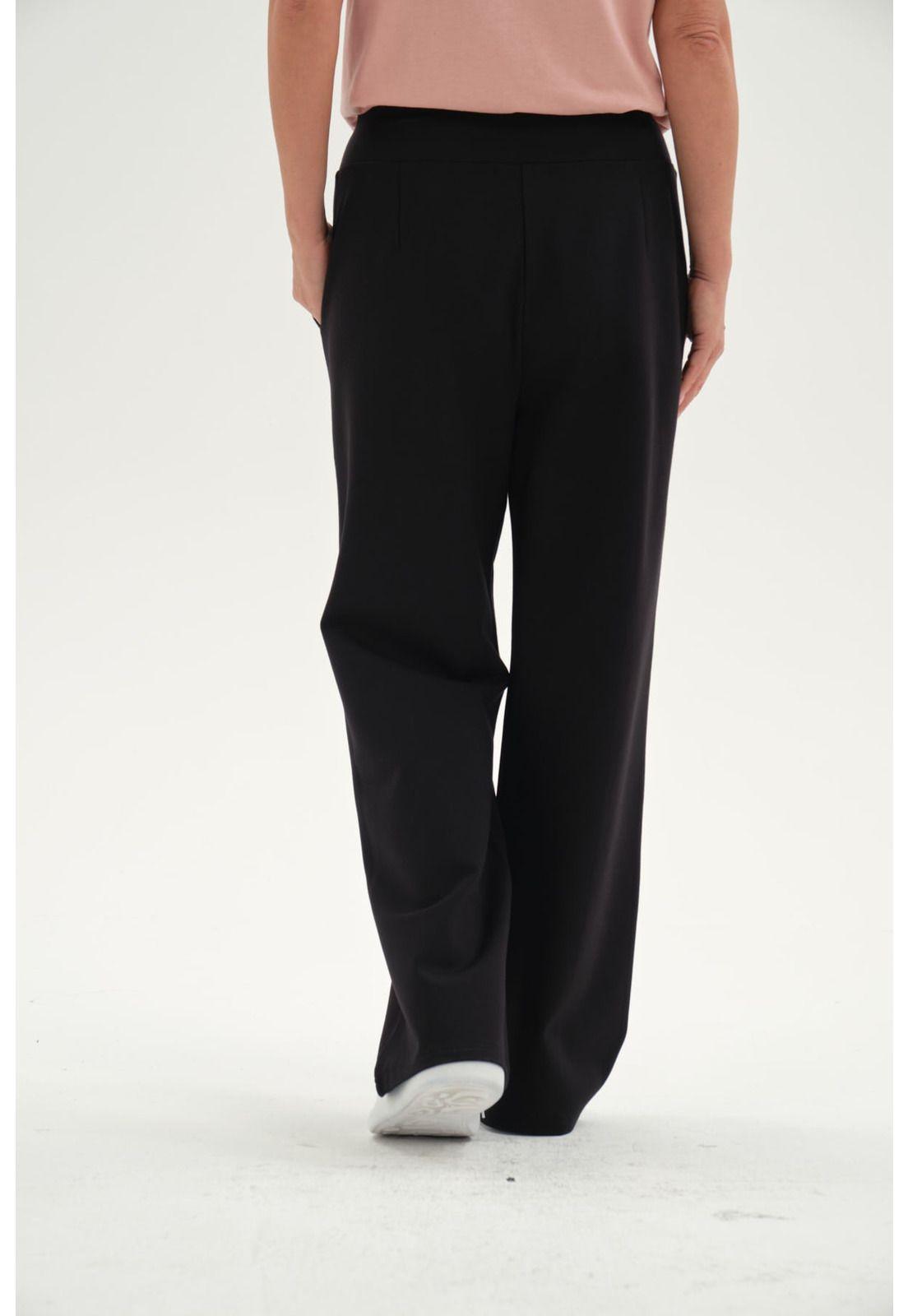 Pantalón Mujer Calce Recto Corte Delantero Negro-2