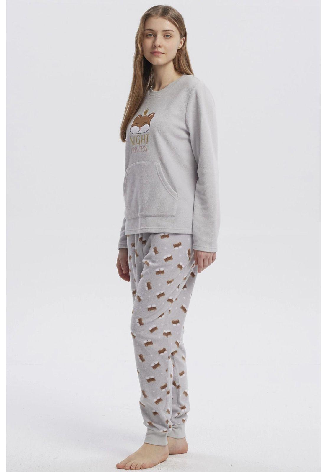 Pijama Mujer Pijama Polera Y Pantalón Gris-1