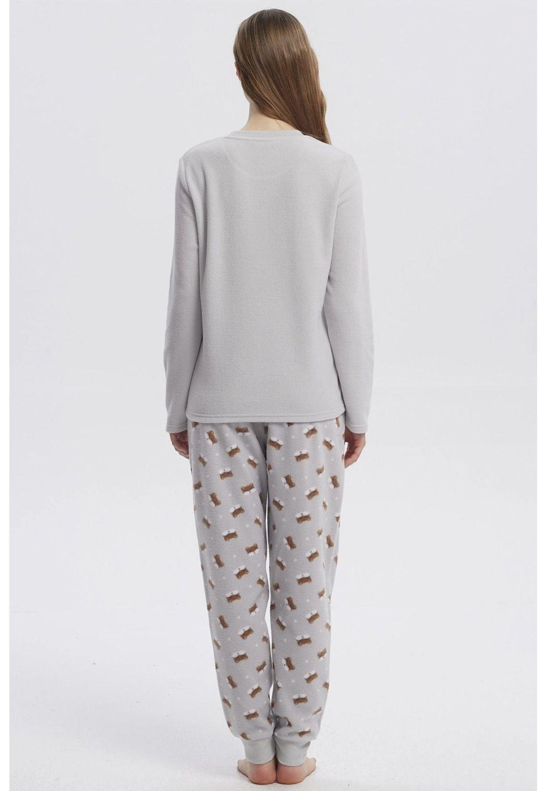 Pijama Mujer Pijama Polera Y Pantalón Gris-2