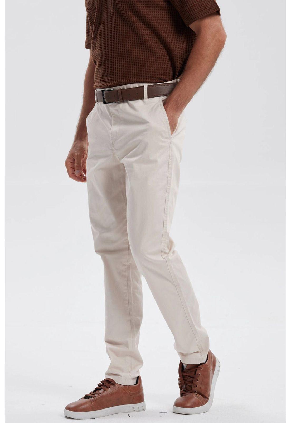 Pantalón Hombre Chino Cinturón Beige - V-1