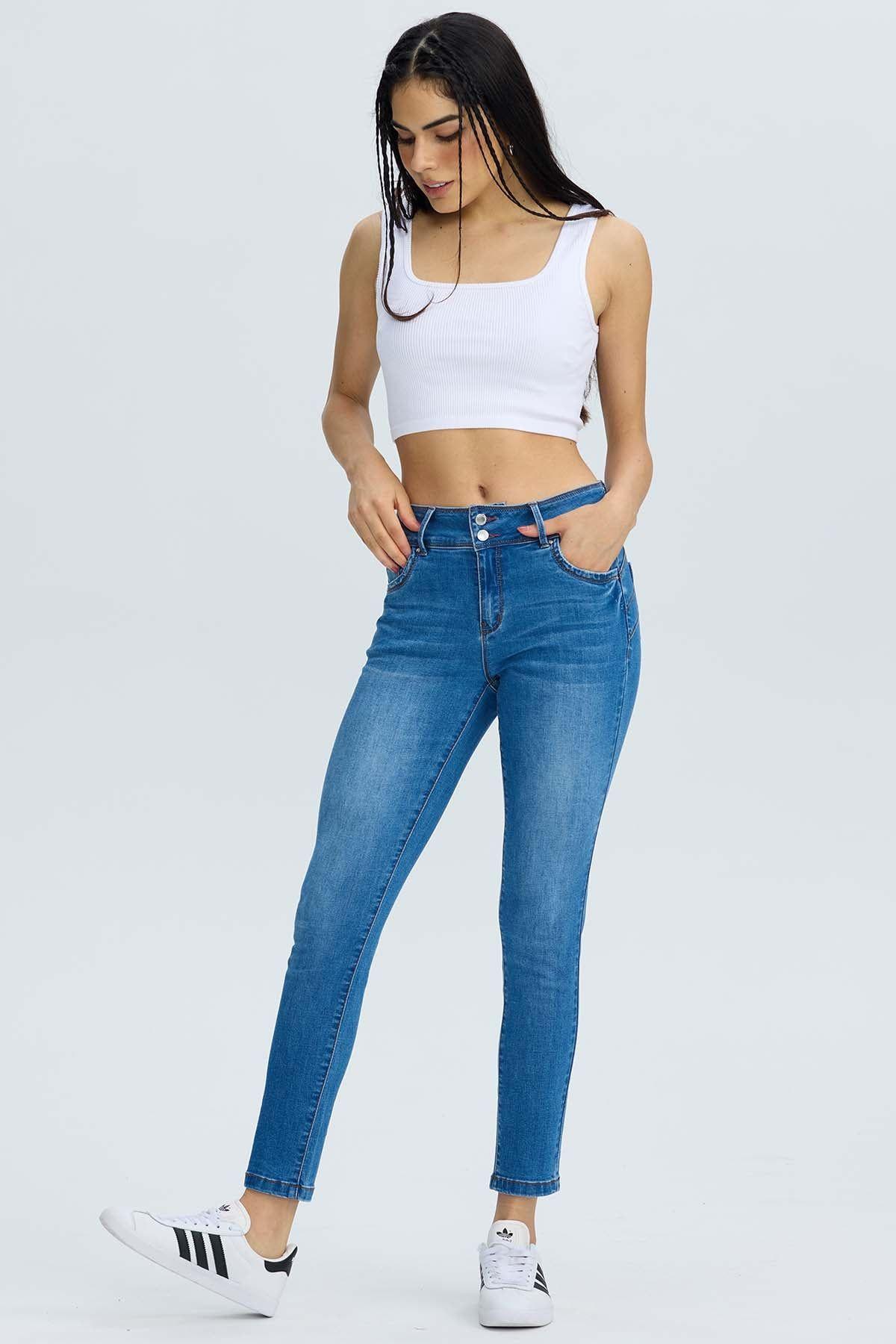 Jeans Mujer Skinny Kim Azul-3