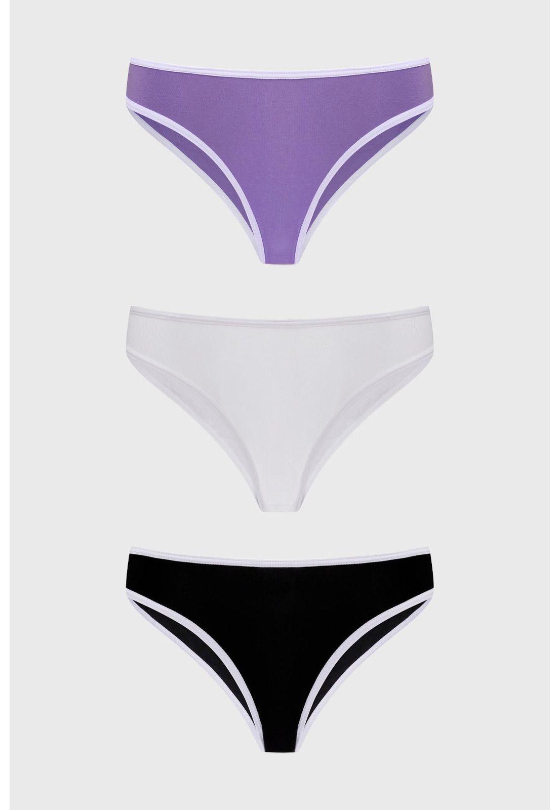 Calzón Mujer Tripack Bikini Liso Blanco-0