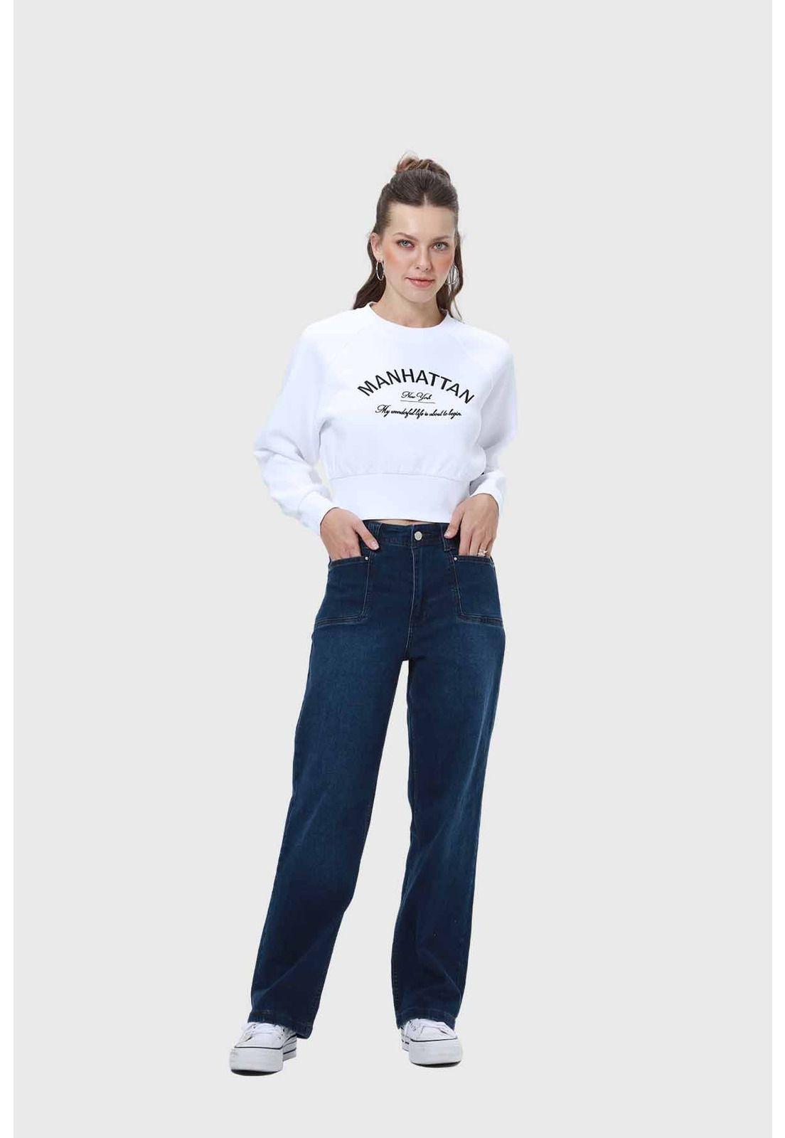 Polerón Mujer Pretina Ancha Blanco-3