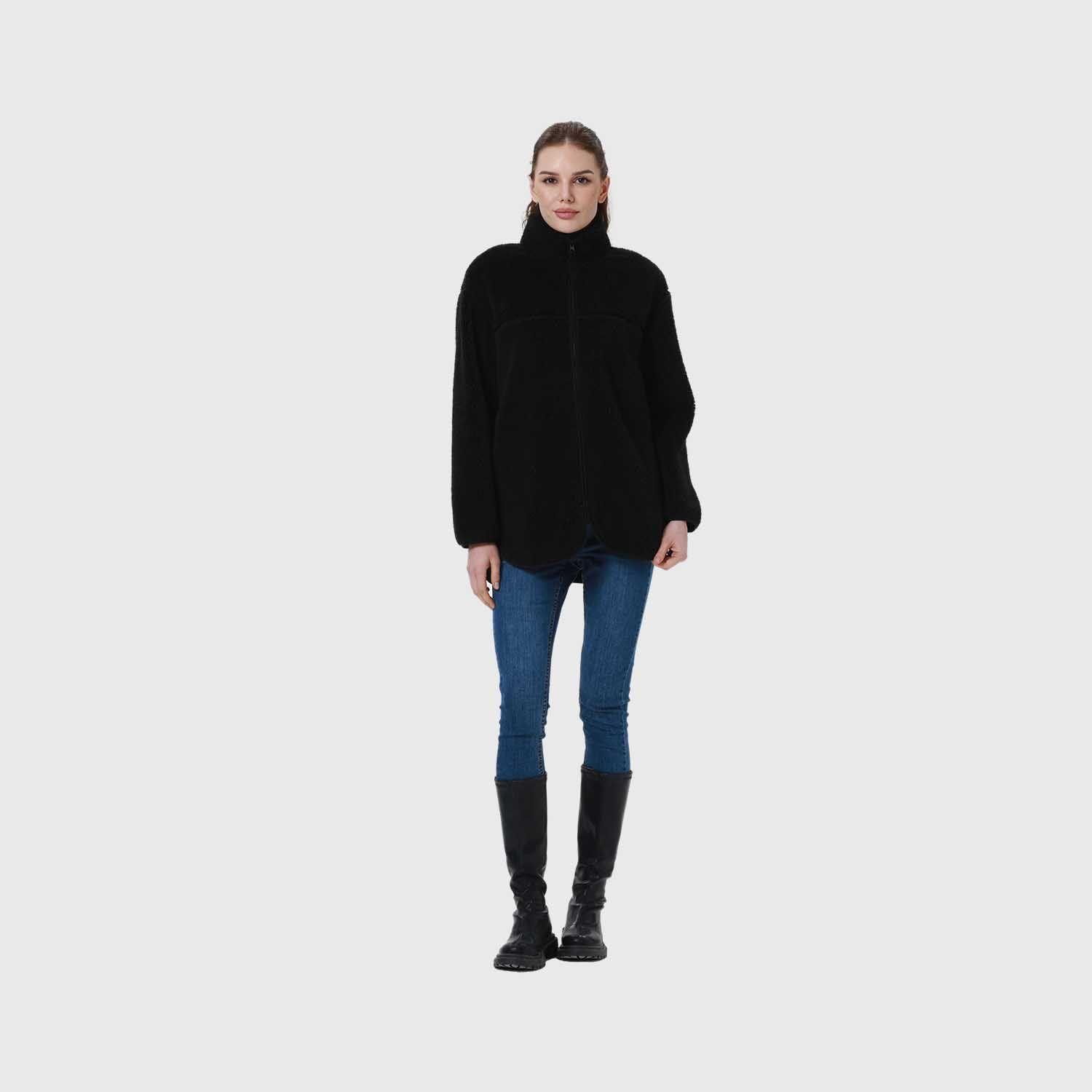 Polar Mujer Tipo Chaqueta Bolsillo Negro-6
