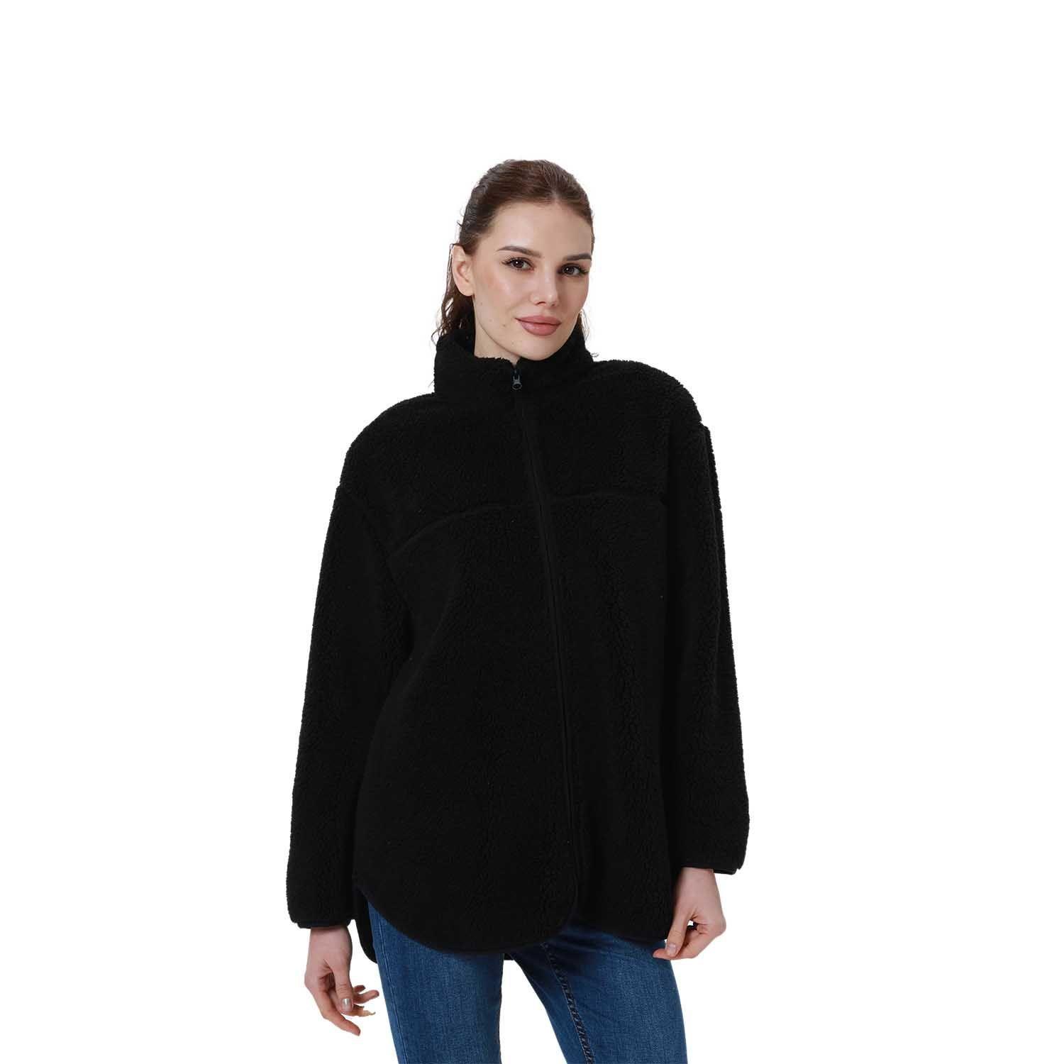 Polar Mujer Tipo Chaqueta Bolsillo Negro-1