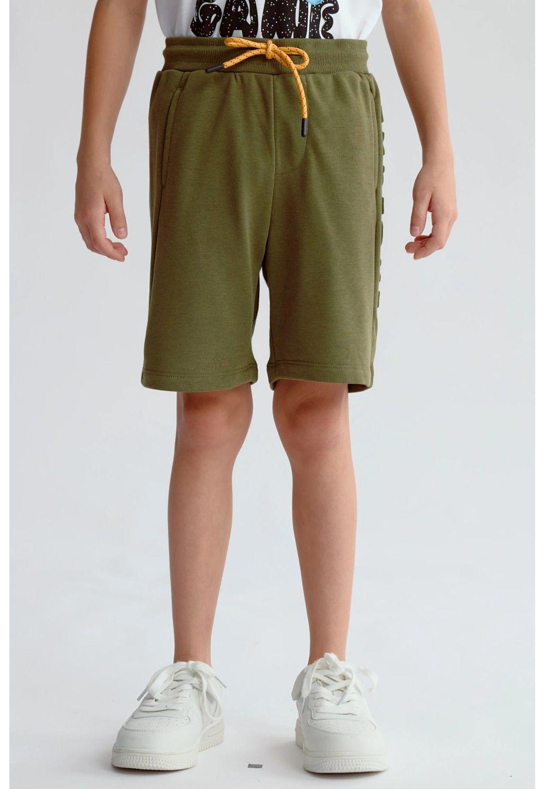 Bermuda Niño Letras Laterales Verde Militar-0