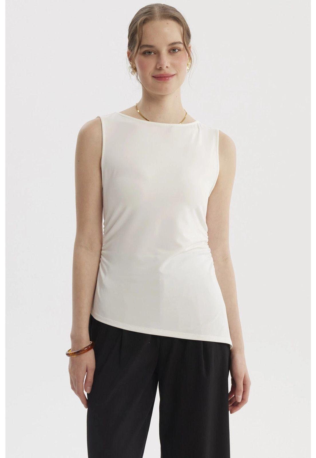 Polera Mujer Basta Asimétrica Crudo - ll-0