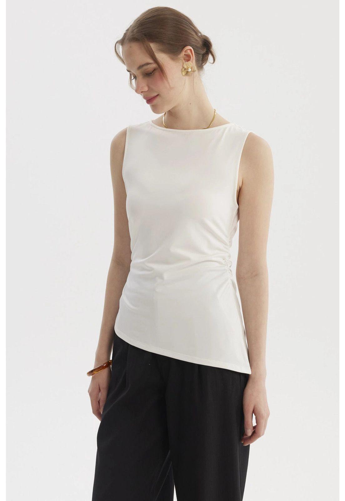 Polera Mujer Basta Asimétrica Crudo - ll-1