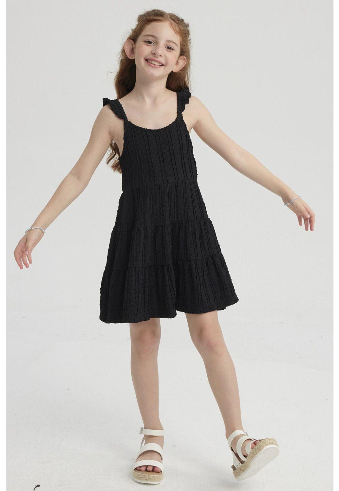Vestido Niña Teen Con Textura Negro-1