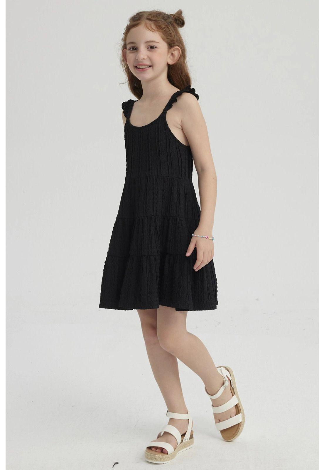 Vestido Niña Teen Con Textura Negro-3
