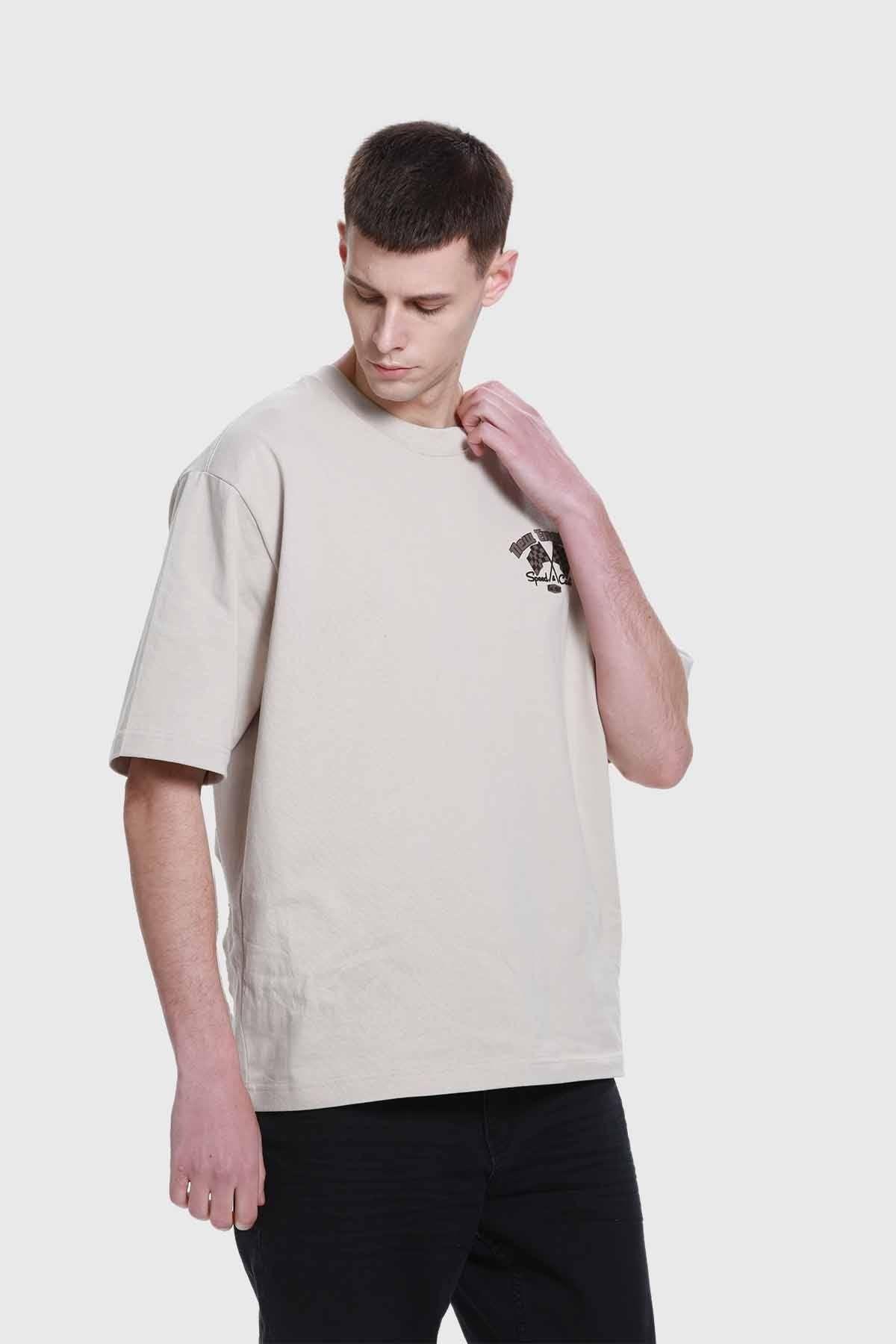 Polera Hombre Doble Print Beigev-2