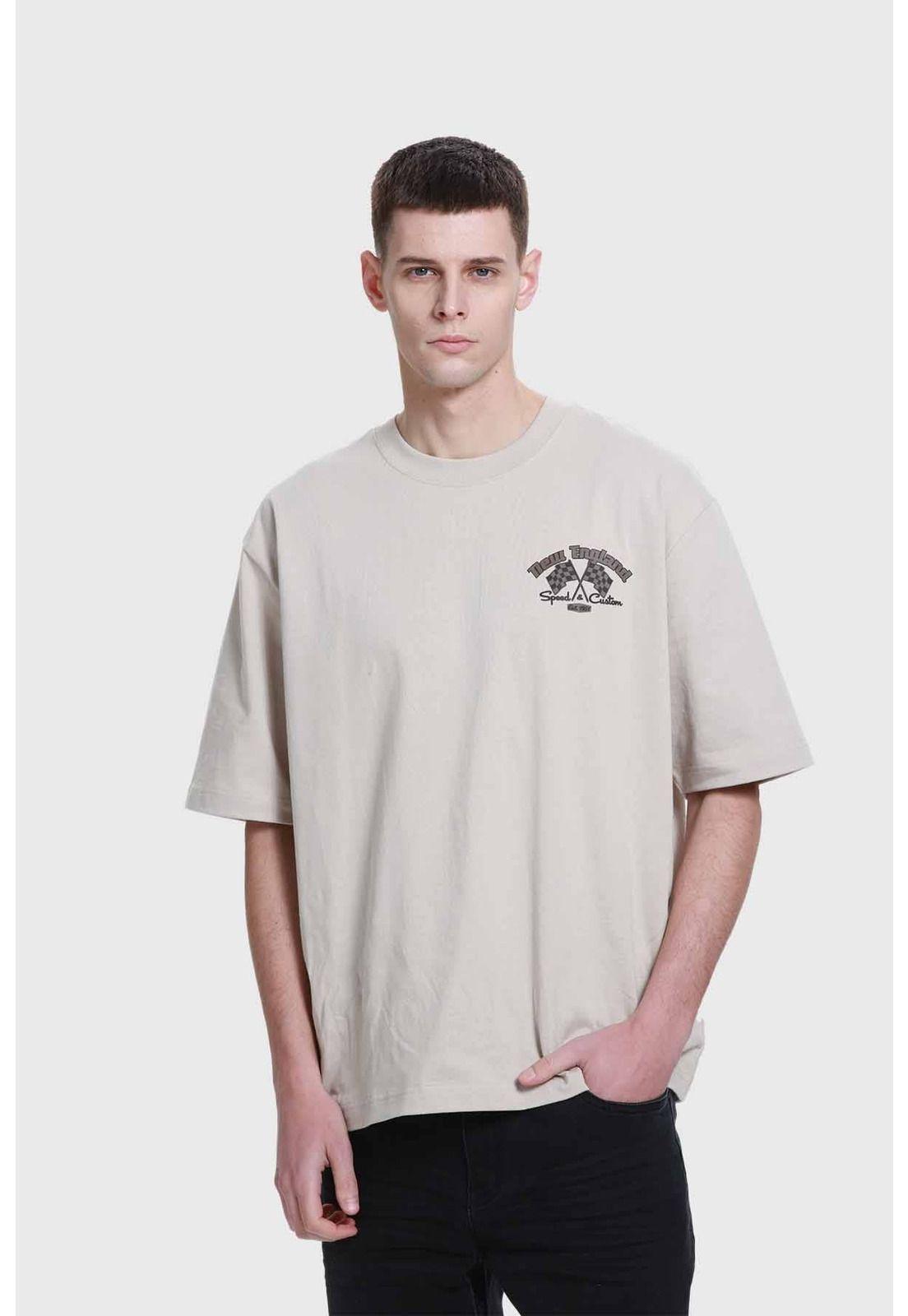 Polera Hombre Doble Print Beige - V-0