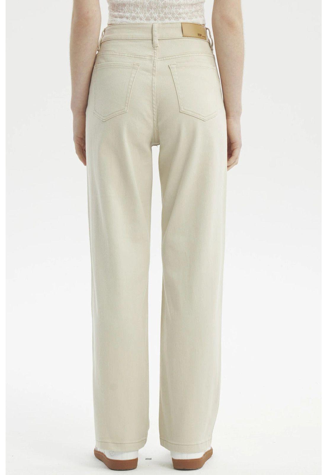 Jeans Mujer Calce Recto Color Beige-2