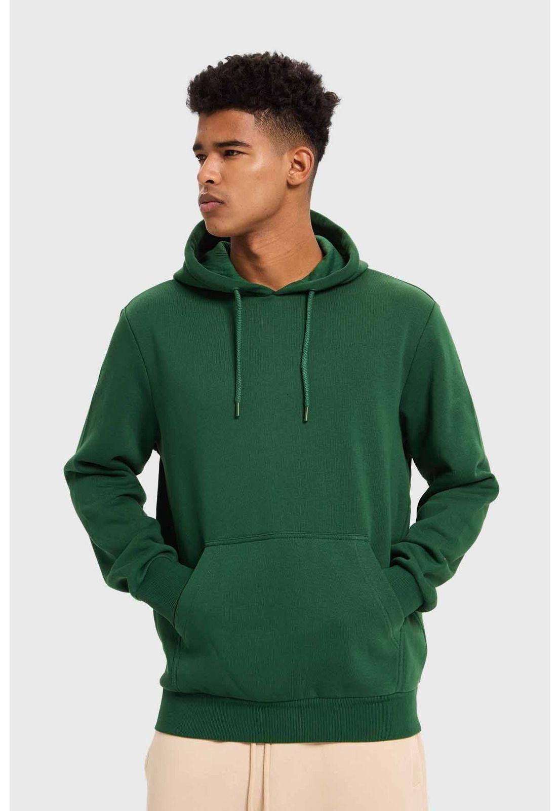 Polerón Hombre Hoodie Básico Verde-1