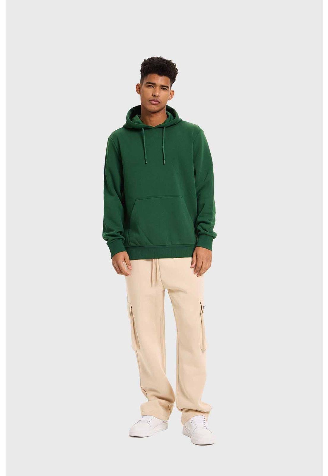 Polerón Hombre Hoodie Básico Verde-3