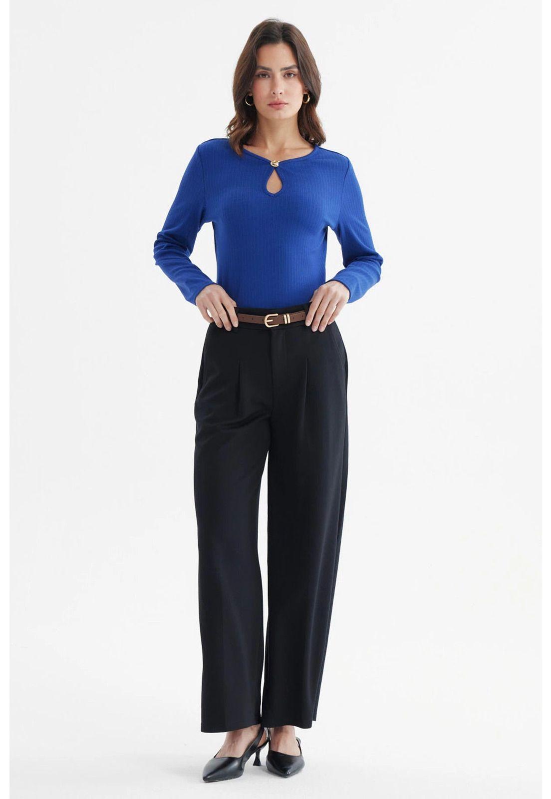 Polera Mujer Ajustado Azul-3