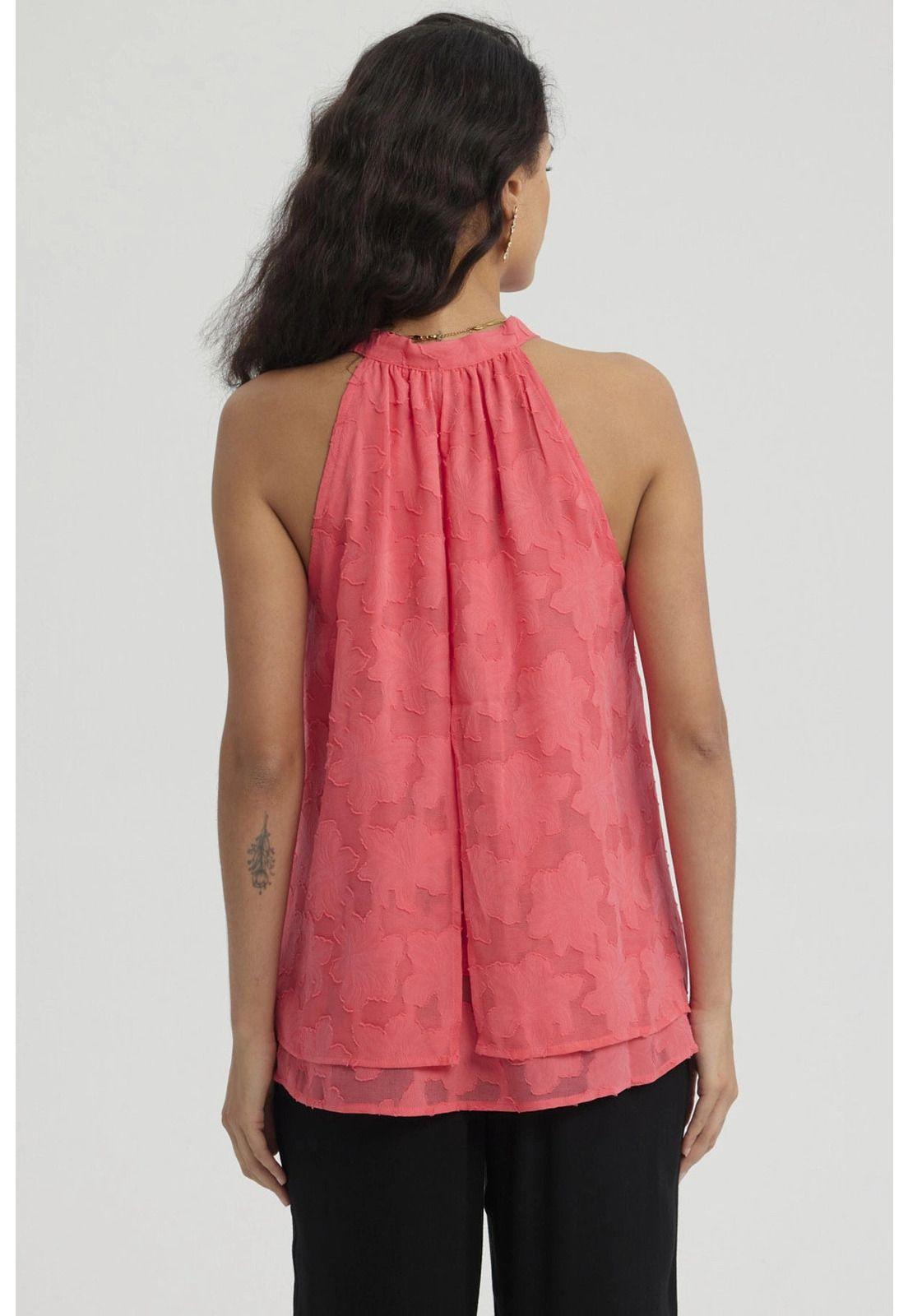 Blusa Mujer Doble Capa Con Cinta Coral-2