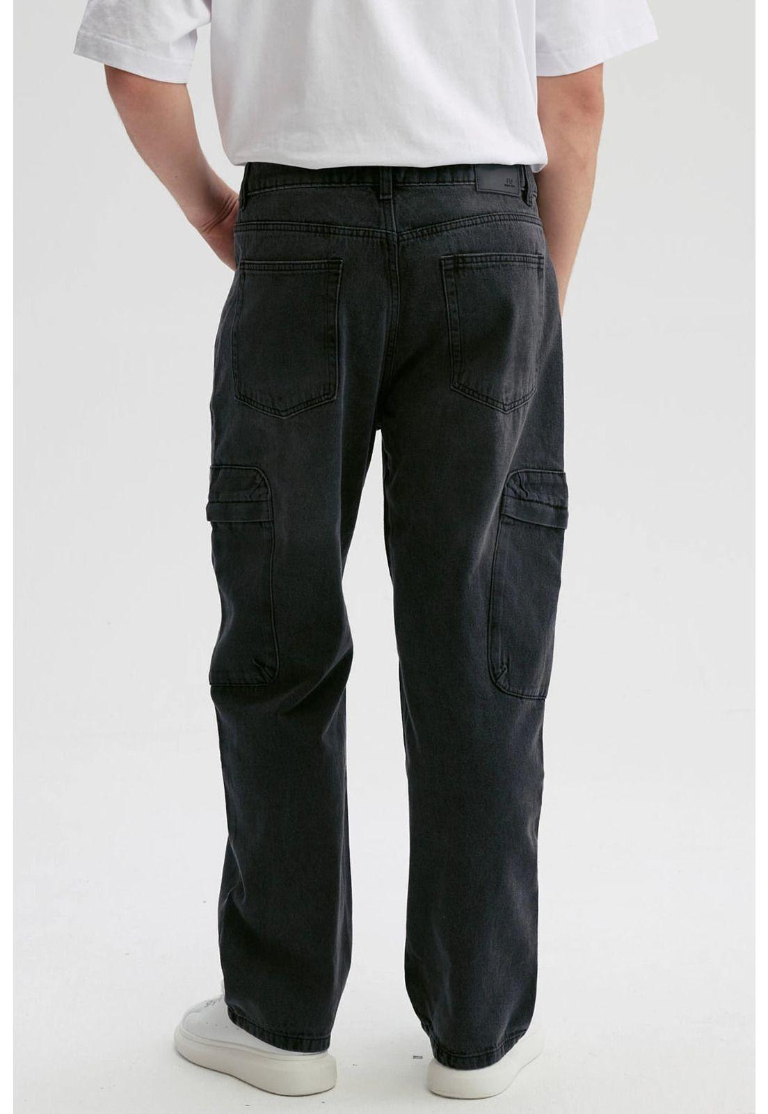 Jeans Hombre Baggy Cargo Negro-2