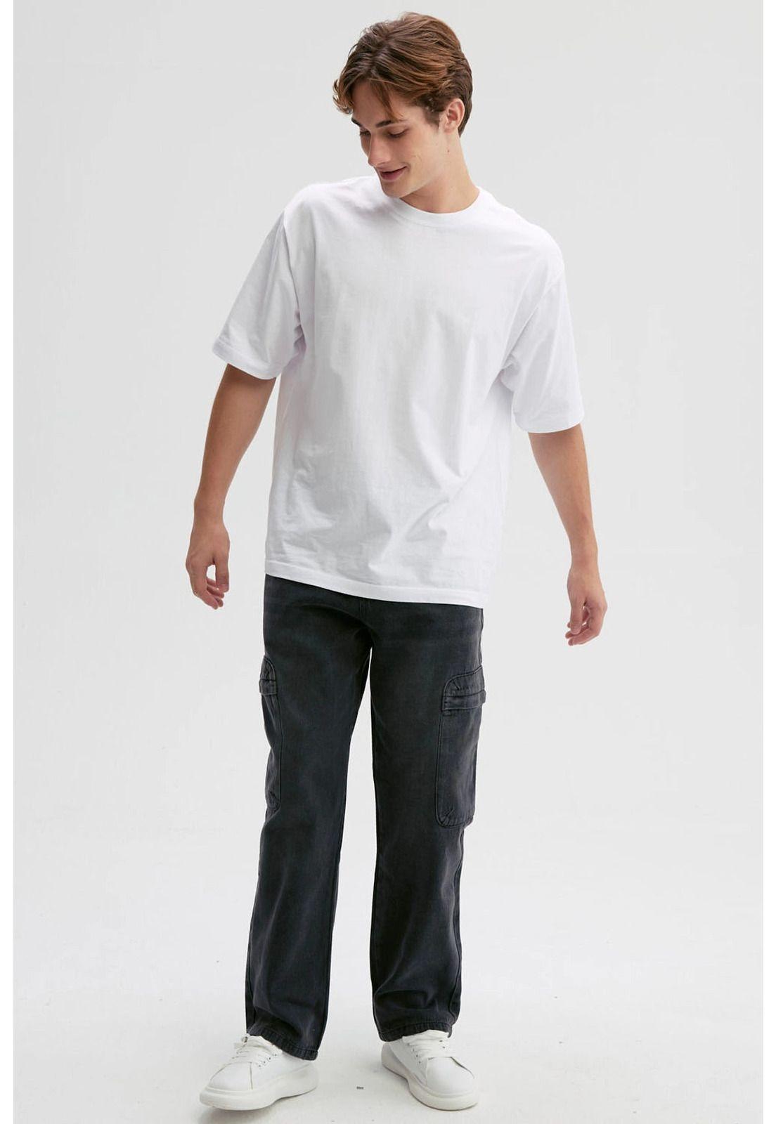 Jeans Hombre Baggy Cargo Negro-3