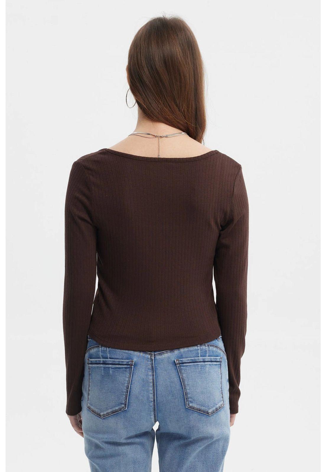 Polera Mujer Rib Café Oscuro-2