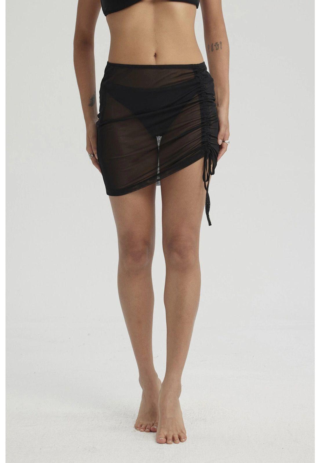 Falda Mujer Malla Negro-0