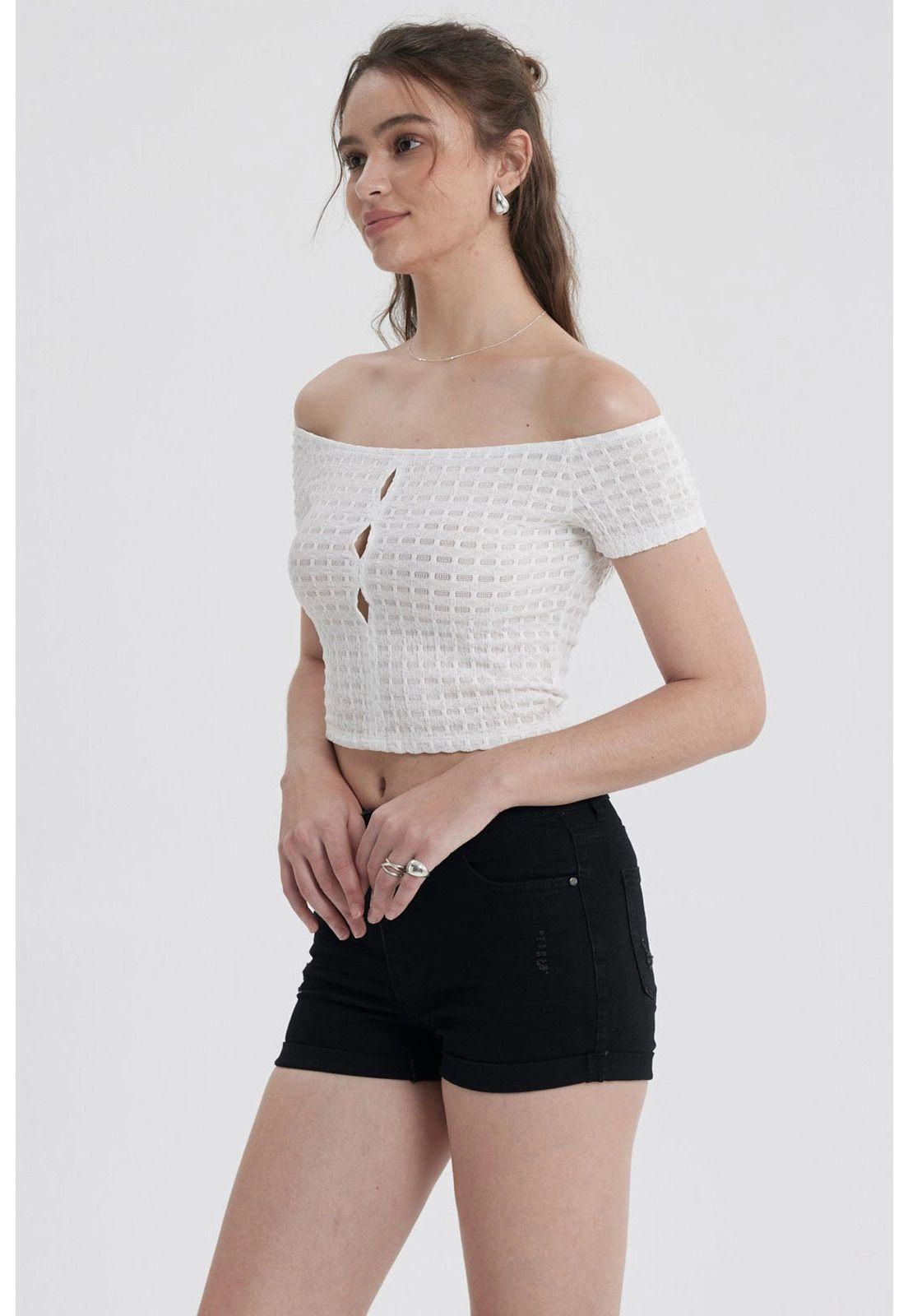 Polera Mujer Escote Bardot Blanco-1