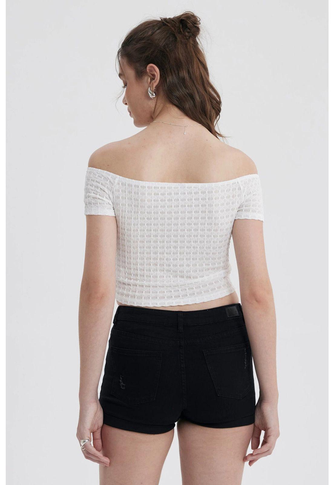 Polera Mujer Escote Bardot Blanco-2