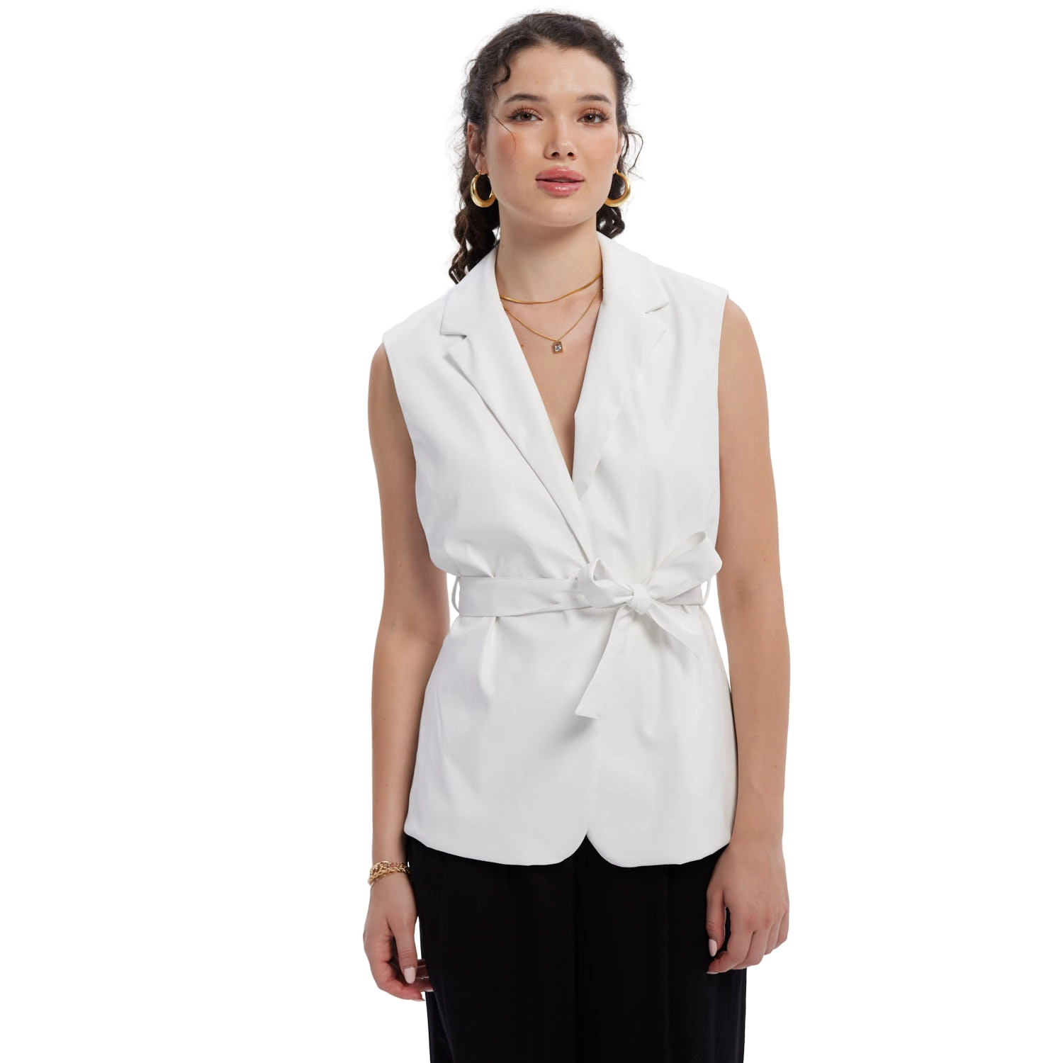 Chaqueta Mujer Efecto Cuero Lisa Crudo-3