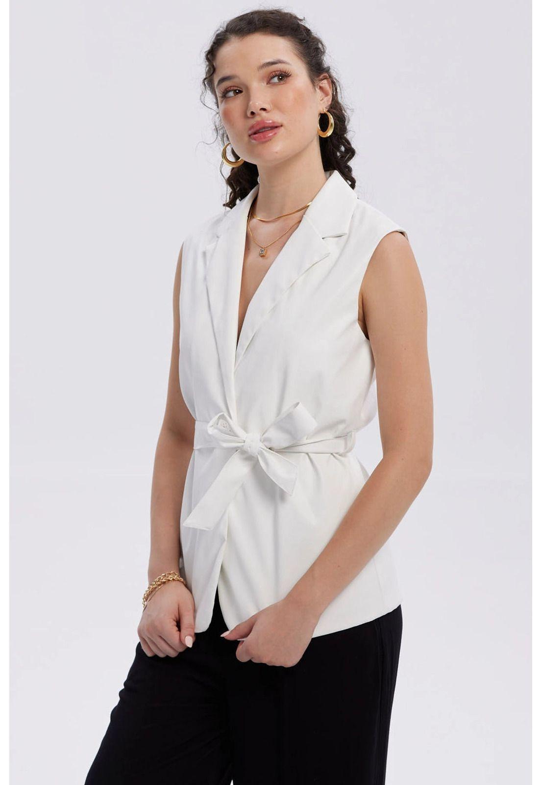 Chaqueta Mujer Efecto Cuero Lisa Crudo-1