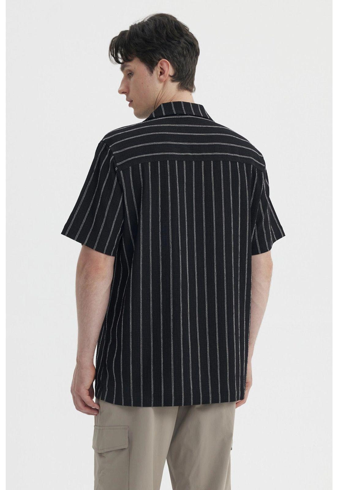 Camisa Hombre Slim Cuello Camisero Negro- lll-1